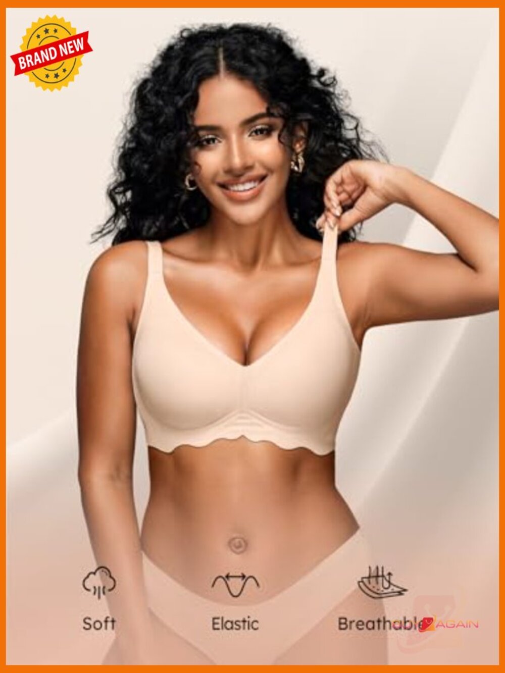 Jelly Support Wireless Bralette, Seamless Padded No Underwire - Picture 6 of 7
